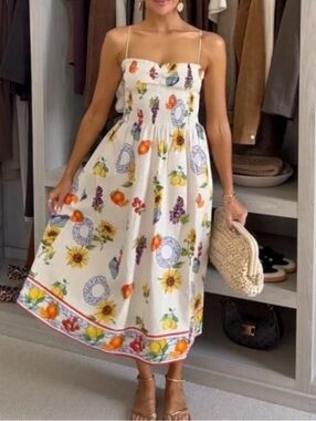 XXS, M NEW H&M SMOCKED-BODICE DRESS